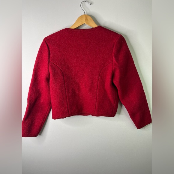 Brandon Cardigan Virgin Wool Sweater Sz 12 Red Long Sleeve Front Button VTG GHR5 - Picture 3 of 5